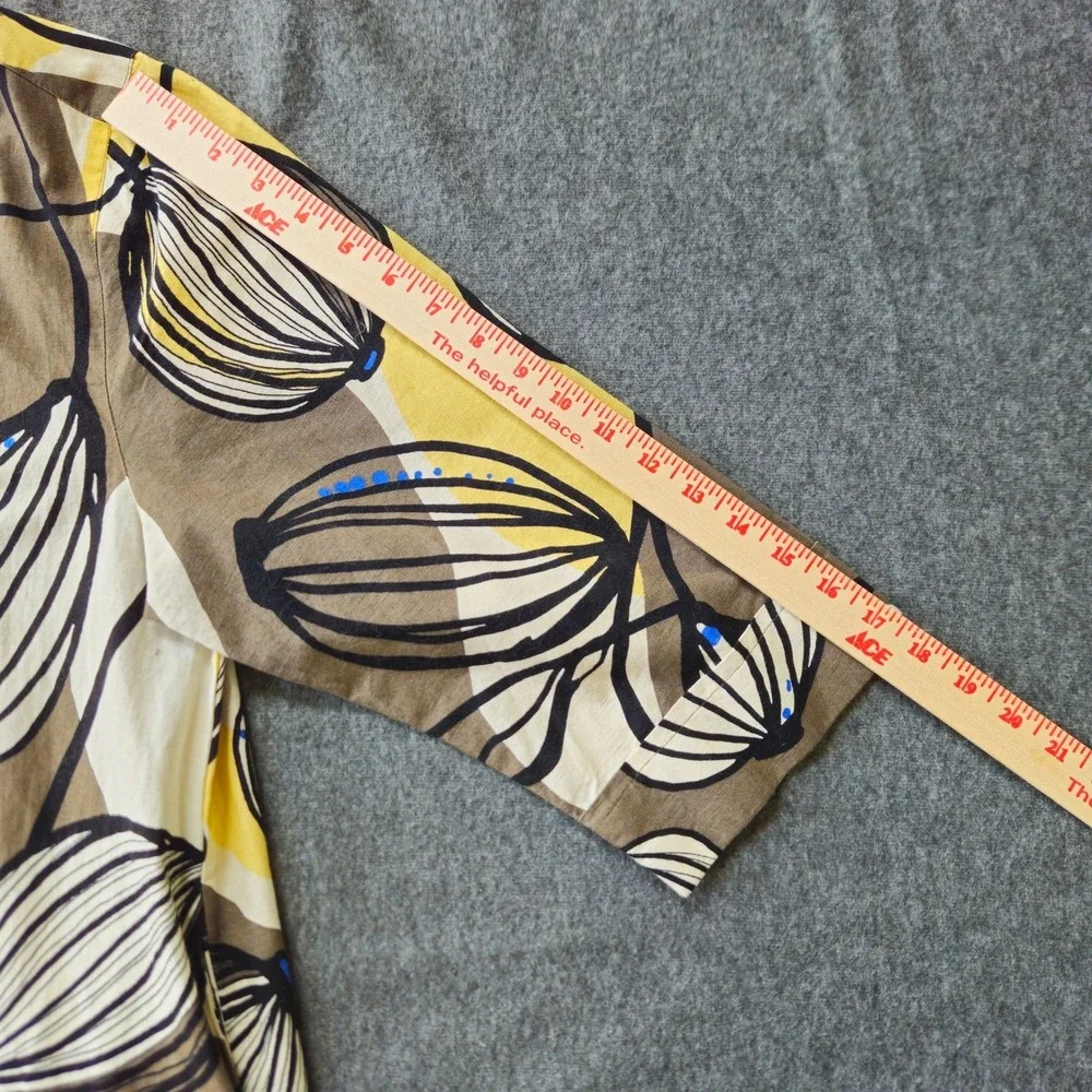Masai‎ Copenhagen XXL Tunic Top Yellow Brown Linen Cotton Art to Wear Lagenlook